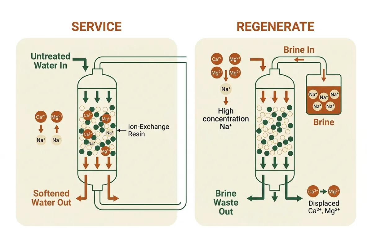 Diagram: 9-30 grain supply blend range for commercial softener sizing in Peoria